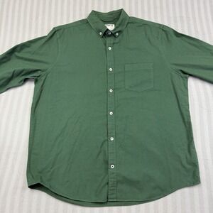 Express Button Down Shirt Men's XL Long Sleeve Slim Cotton Soft Wash Solid Green